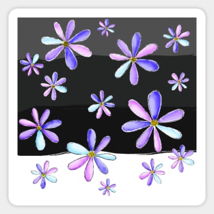 A Shower of Daisies - Hand Drawn with Pretty Pastel Pink and Purple Petals Sticker